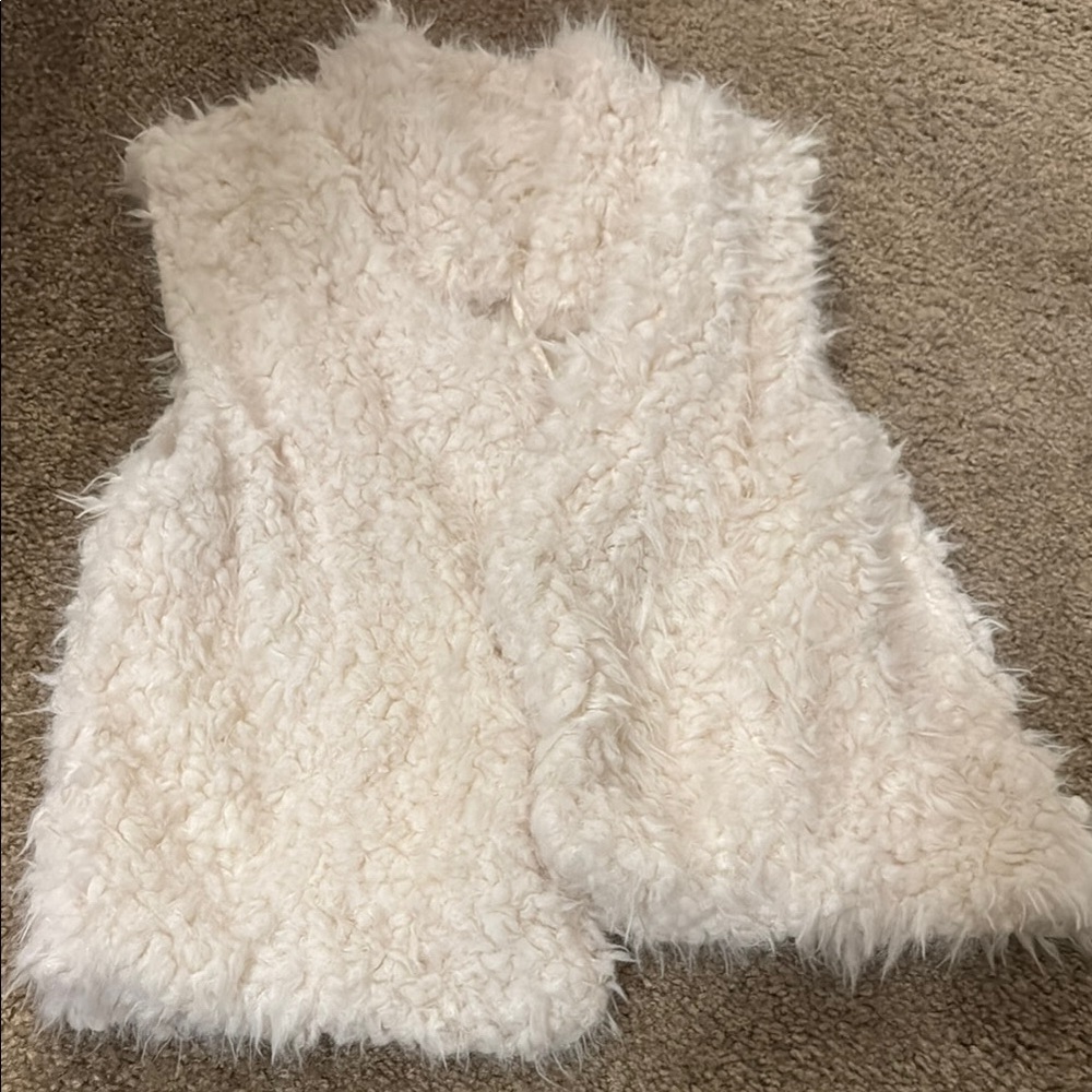 Fuzzy White Faux Fur Vest